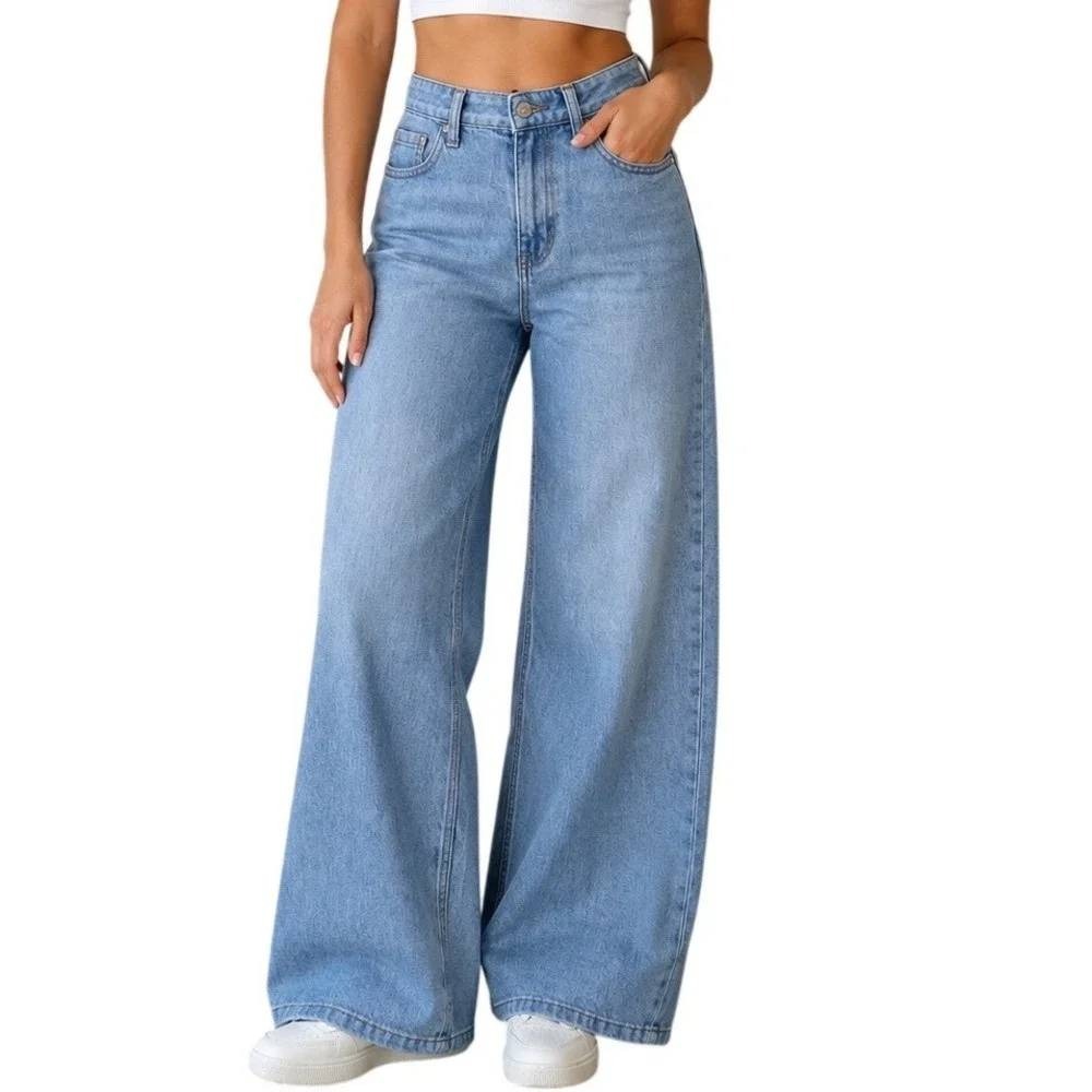 BCBGeneration Wide Leg Blue Denim High Rise Jeans Womens 9 29